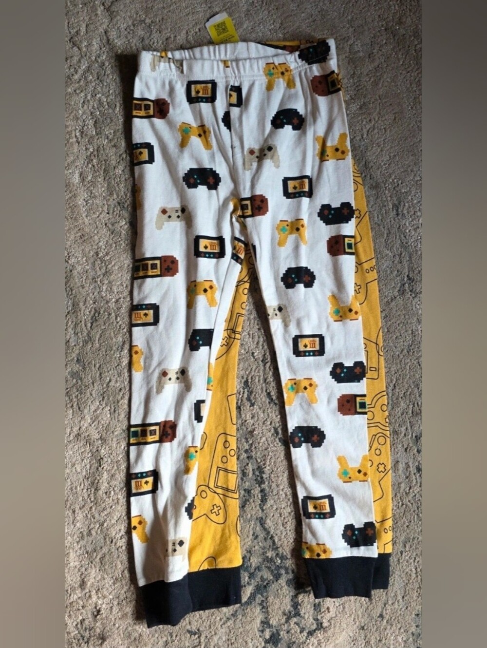 Kids White and Yellow Video Game Print Leggings